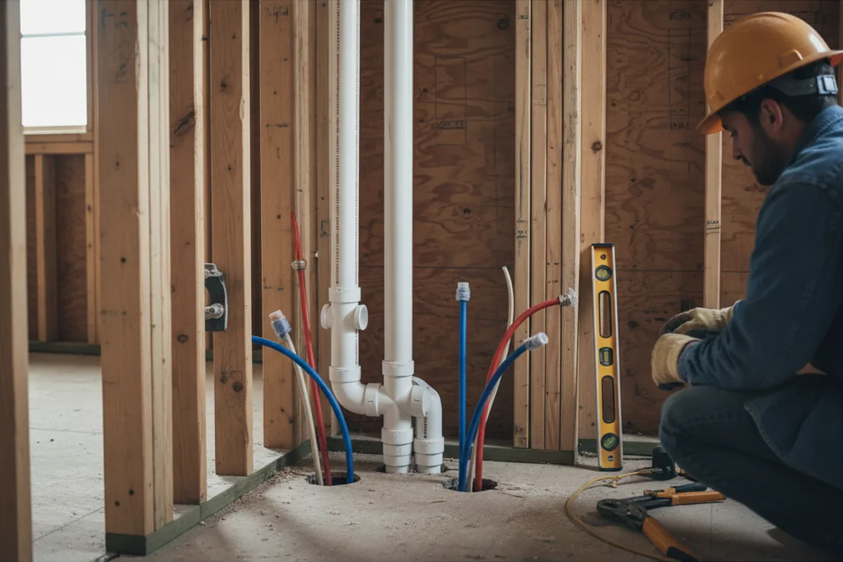 Drain and supply rough-in during Drain Cleaning in Remsen