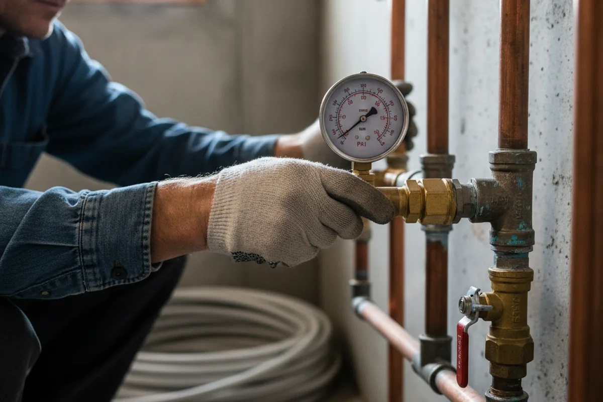 Pressure testing a repaired line during Water Line Repair in Remsen